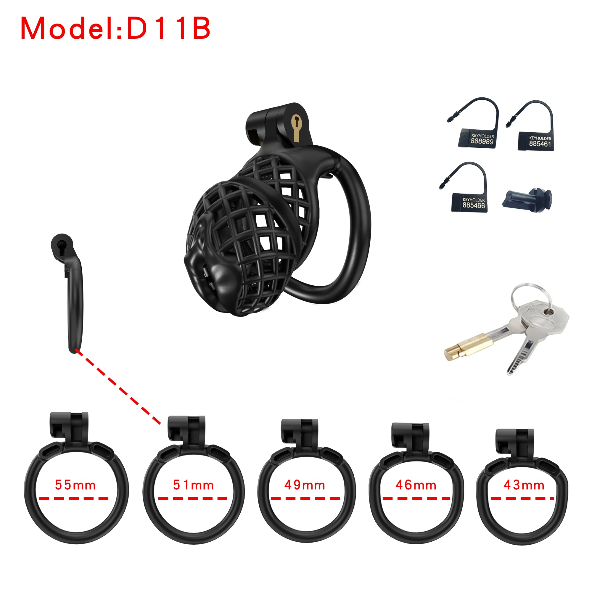 Mesh Ventilated Resin Chastity Cage, 45–105 mm Length Options