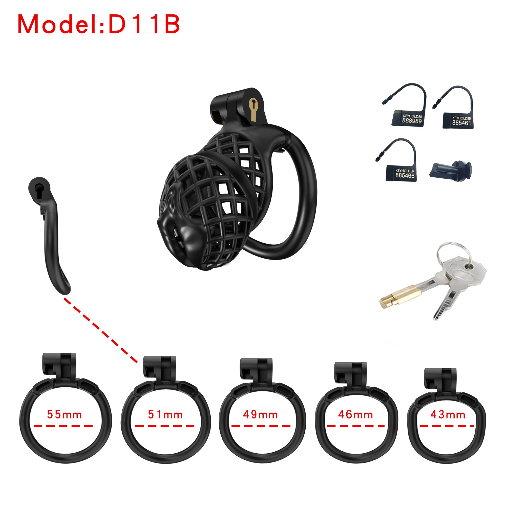 Mesh Ventilated Resin Chastity Cage, 45–105 mm Length Options