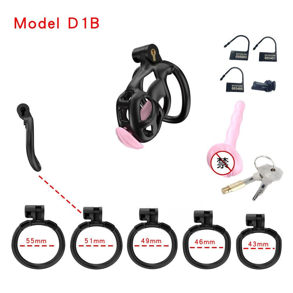 3D Printed Male Chastity Cage with Lock & 5 Rings – Resin Virginity Device for Men