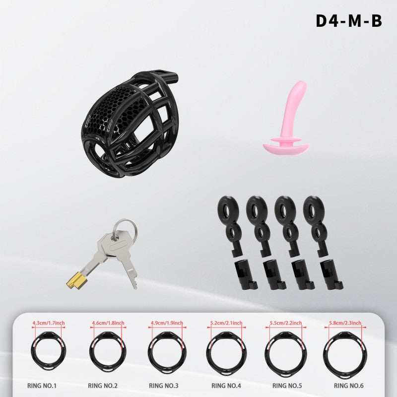 Honeycomb Mesh Adjustable Chastity Cage with Harness Strap (D4)