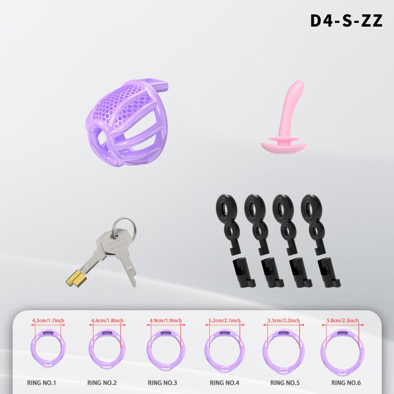 Honeycomb Mesh Adjustable Chastity Cage with Harness Strap (D4)