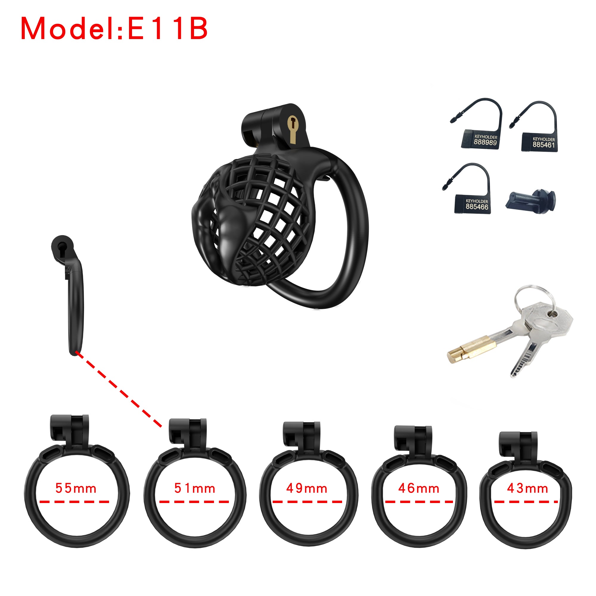 Mesh Ventilated Resin Chastity Cage, 45–105 mm Length Options