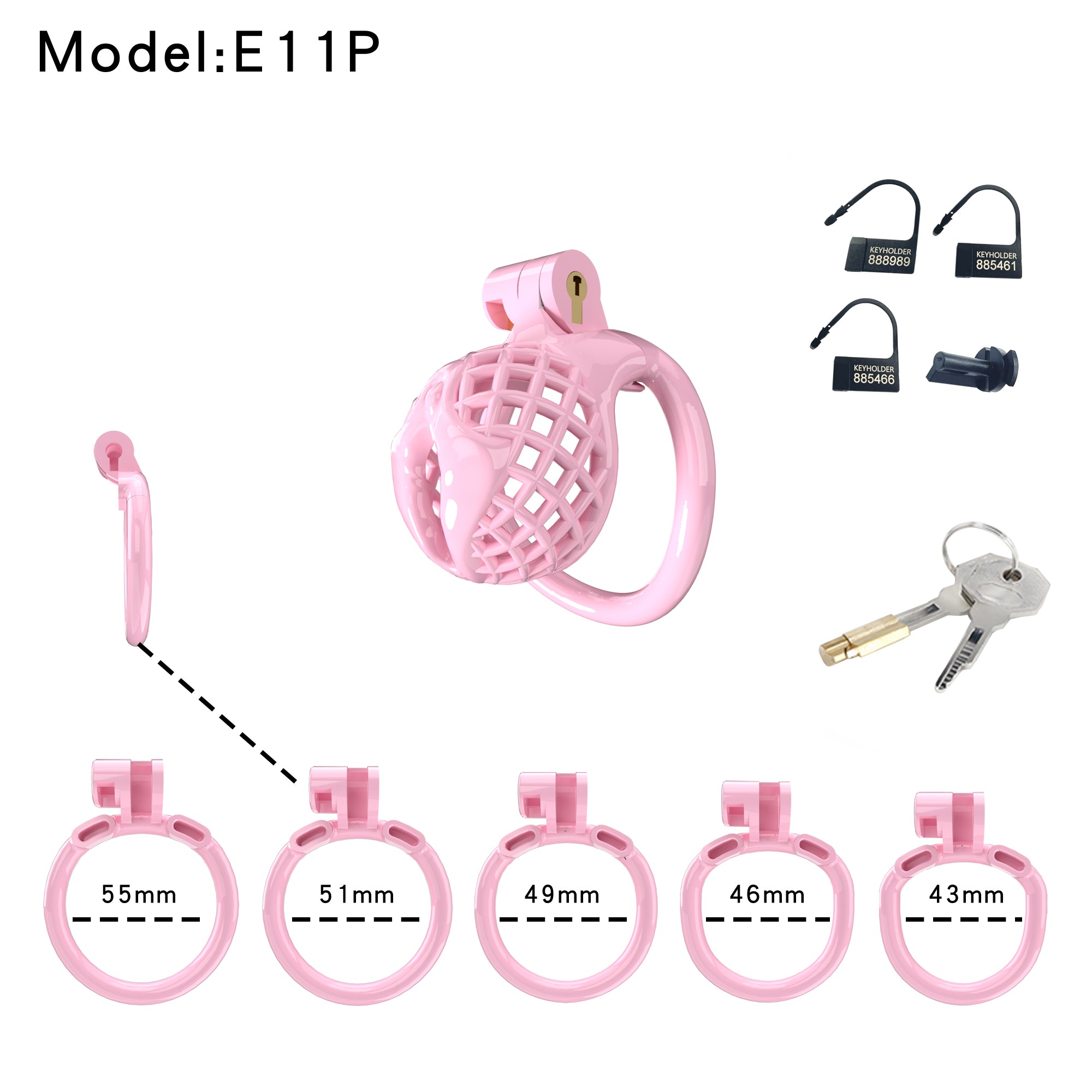 Mesh Ventilated Resin Chastity Cage, 45–105 mm Length Options
