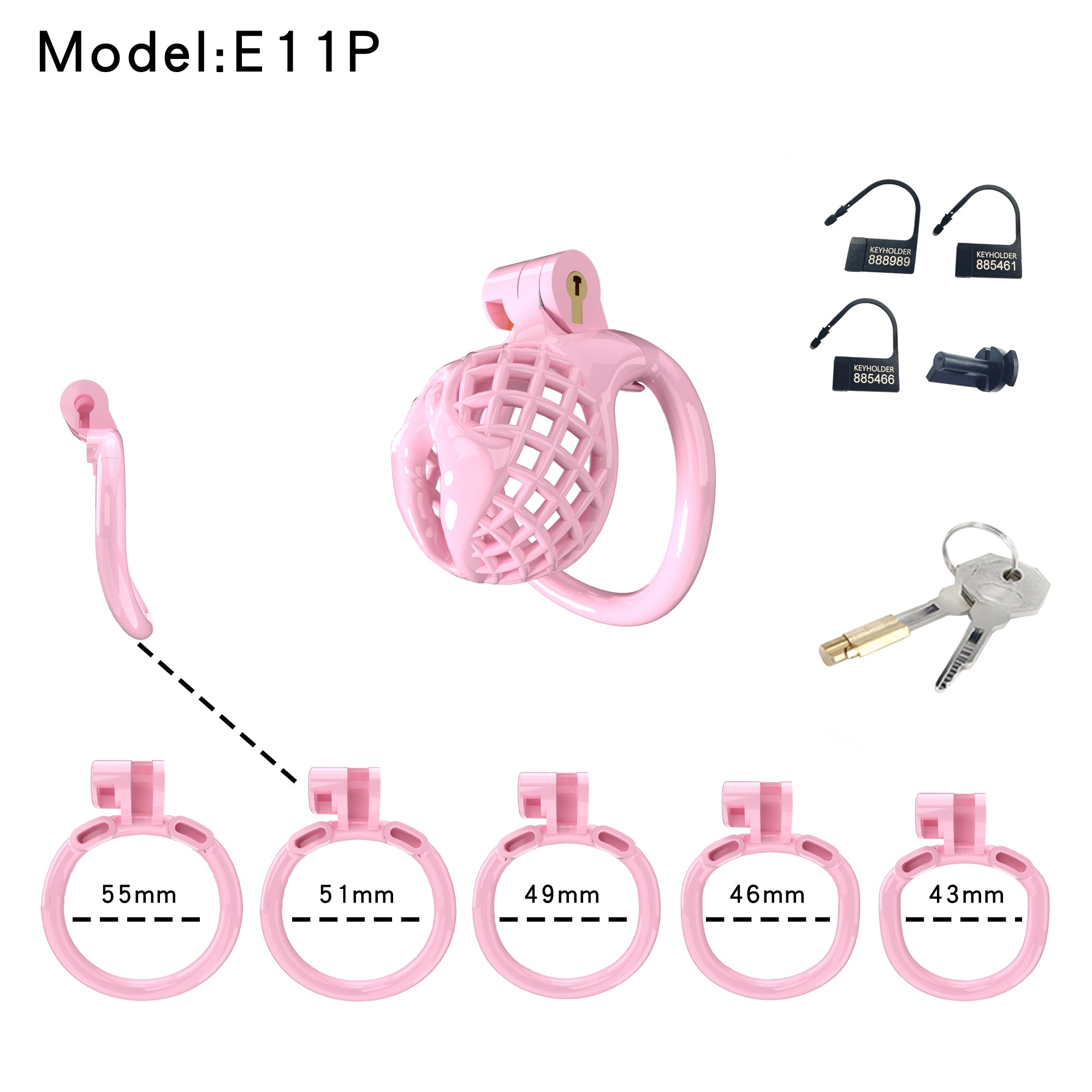 Mesh Ventilated Resin Chastity Cage, 45–105 mm Length Options
