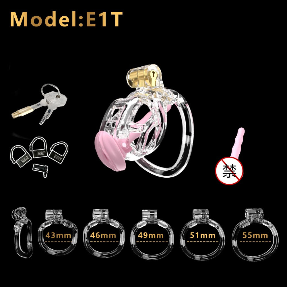 3D Printed Male Chastity Cage with Lock & 5 Rings – Resin Virginity Device for Men
