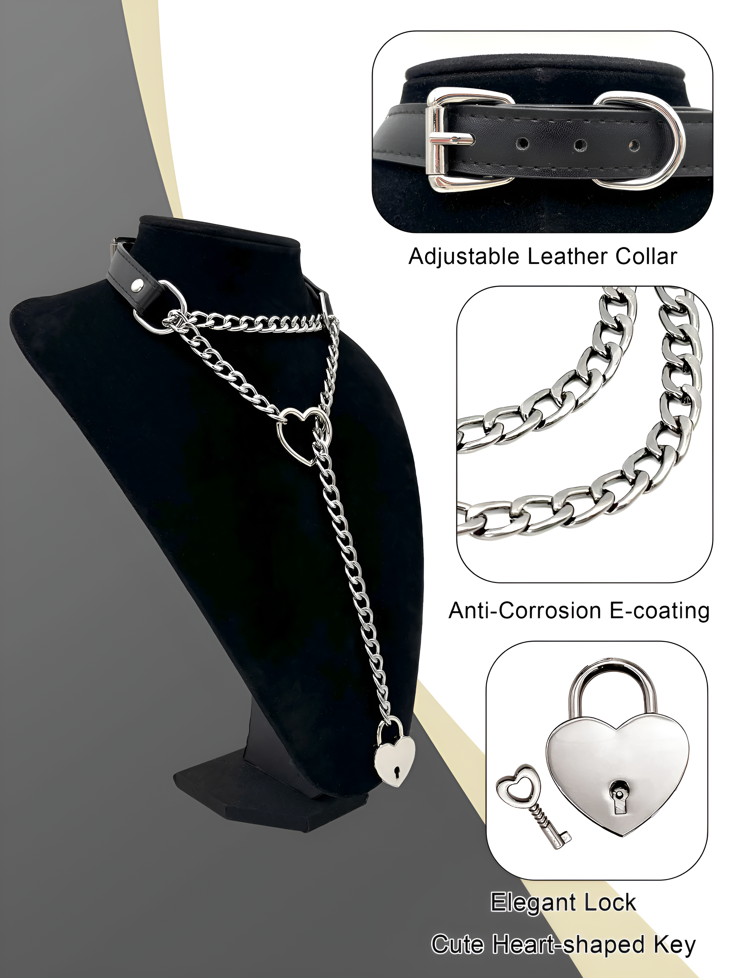 LoveChains™ - Lock & Key Leather Choker Collar