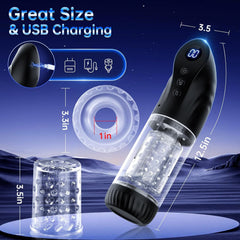 LCD Display 9 Thrusting & Rotating & Suction Male Stroker