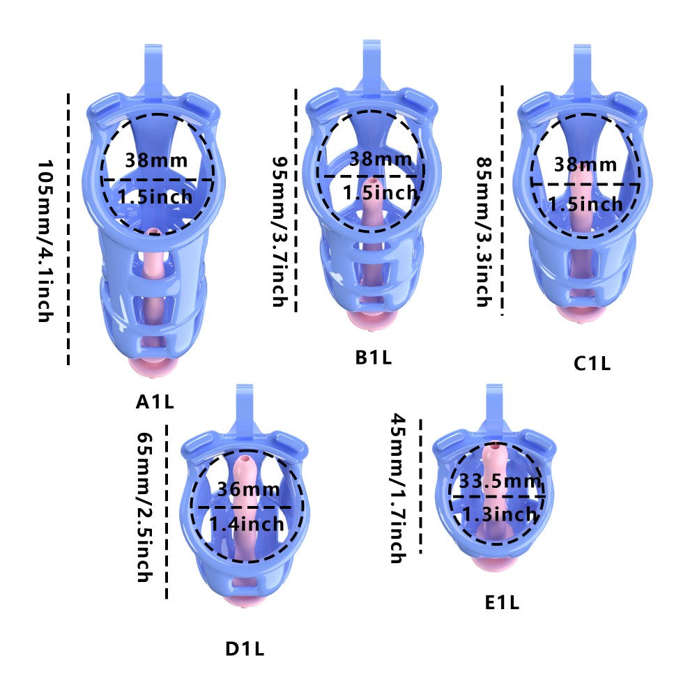 3D-Printed Resin Chastity Cage with Strap – A1–E1, 5 Colors