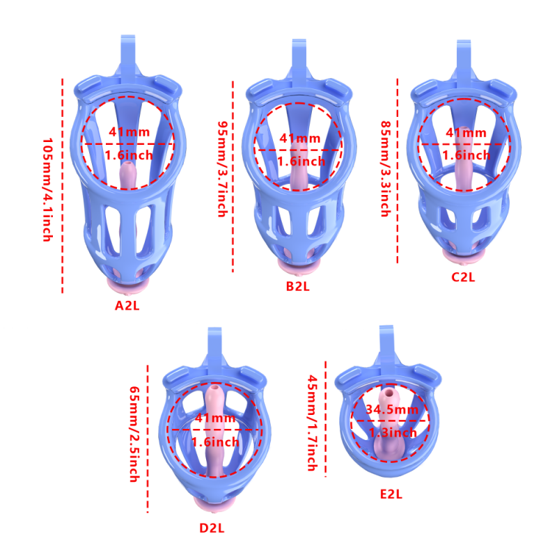 3D-Printed Resin Chastity Cage with Strap – A2–E2, 5 Colors