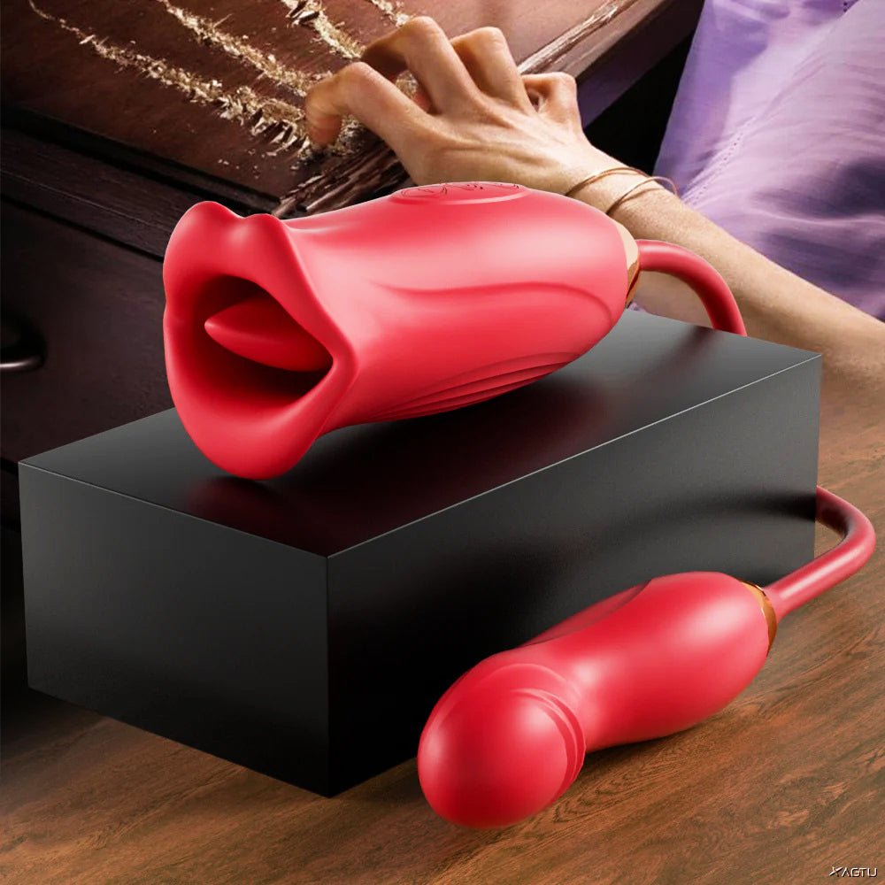 Lip Biting Vibrator with Wiggle Finger Shaped Vibrator