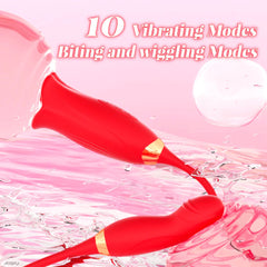 Lip Biting Vibrator with Wiggle Finger Shaped Vibrator