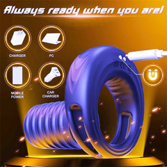 Mens Vibrator with Ribbed Penis Sleeve