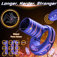 Mens Vibrator with Ribbed Penis Sleeve