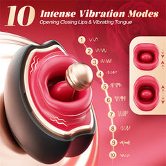 10 Modes Mouth-Shaped Black Biting Vibrators With Cover