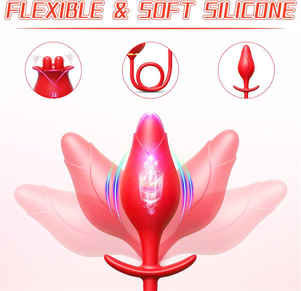 3in1 Rose Vibrator With Butt Plug