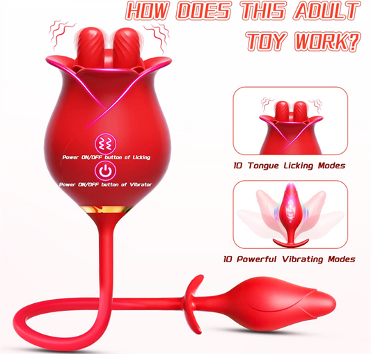 3in1 Rose Vibrator With Butt Plug