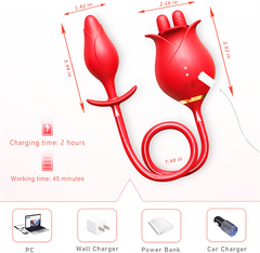 3in1 Rose Vibrator With Butt Plug