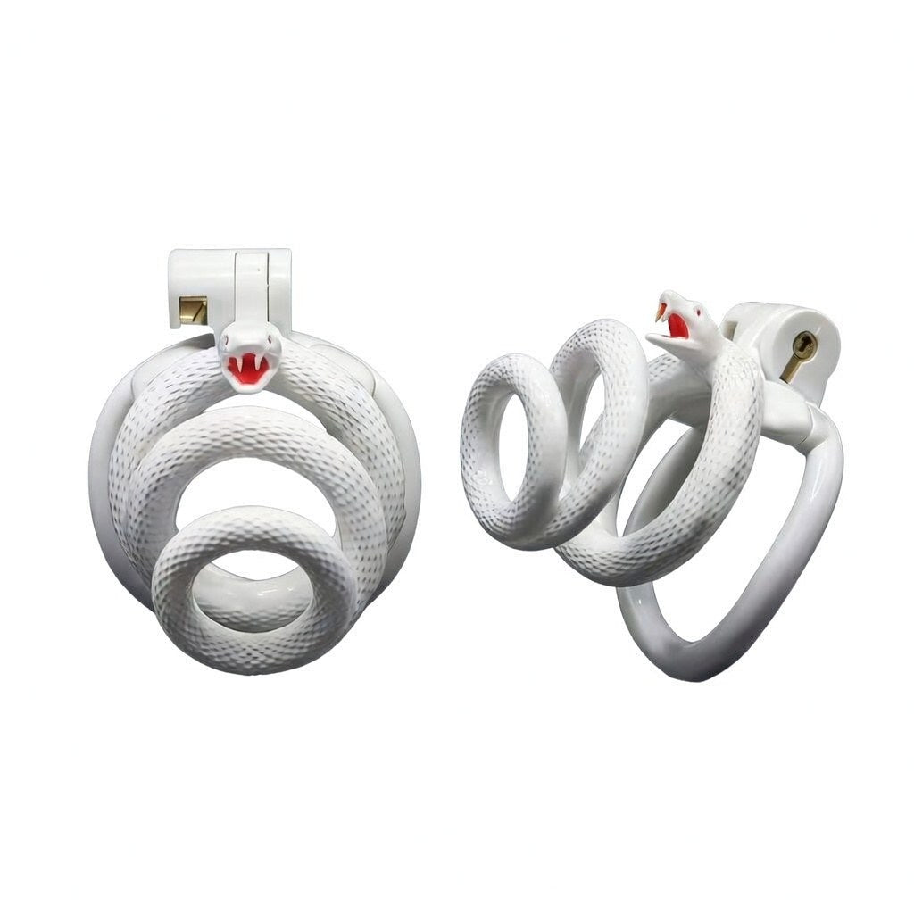 Snake-Style Spiral Resin Chastity Cage | 42–52 mm Rings