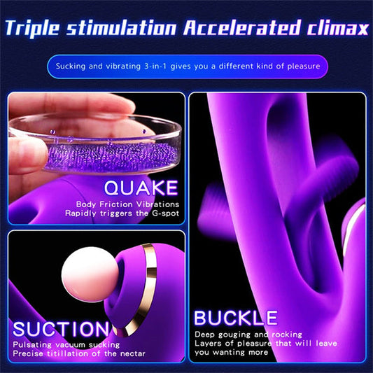 4IN1 Sucking & Flapping Rabbit Vibrator Purple