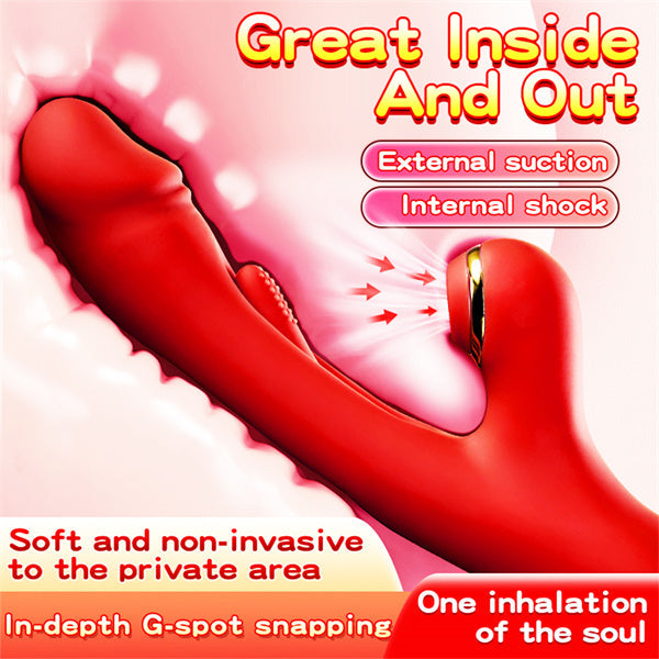 4IN1 Sucking & Flapping Rabbit Vibrator Red