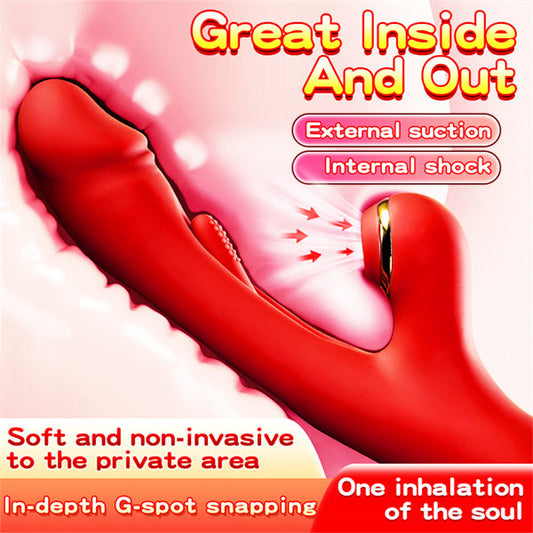 4IN1 Sucking & Flapping Rabbit Vibrator Red