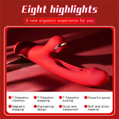 4IN1 Sucking & Flapping Rabbit Vibrator Red