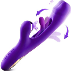 4IN1 Sucking & Flapping Rabbit Vibrator Red