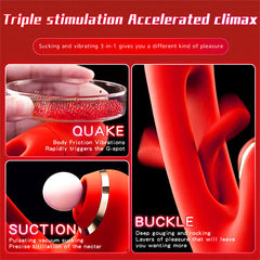 4IN1 Sucking & Flapping Rabbit Vibrator Red