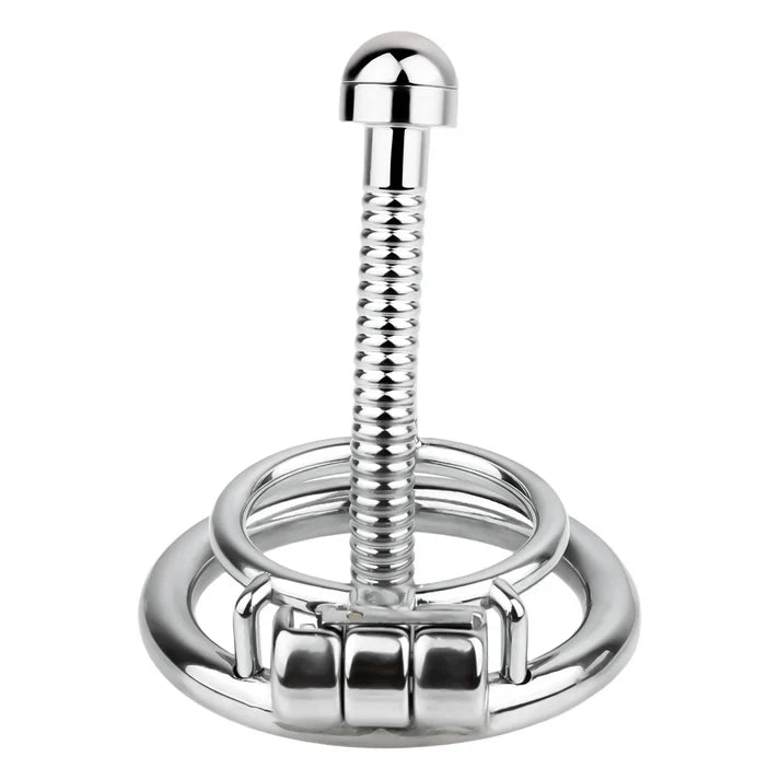 Rapier Steel Chastity Cage with Threaded Urethral Tube – LKM-031
