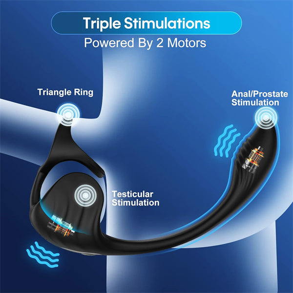2IN1 Remote Control Cock Ring & Anal Vibrator with App