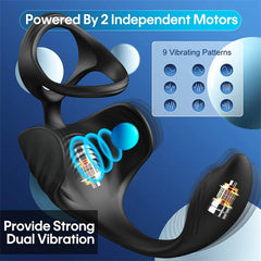 2IN1 Remote Control Cock Ring & Anal Vibrator with App