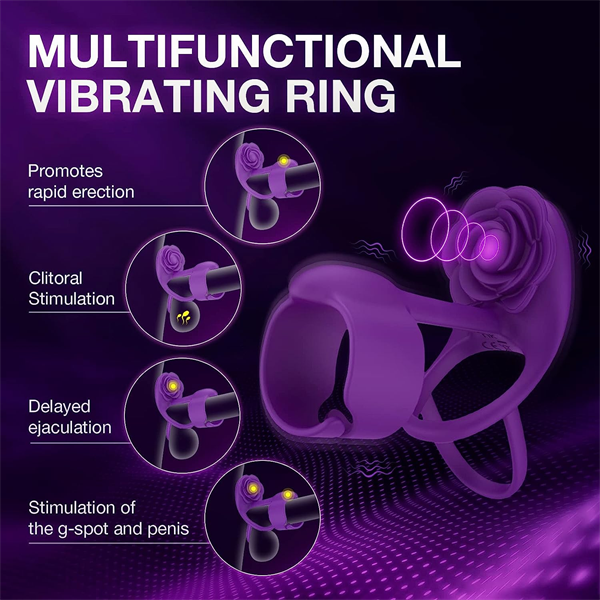 Rose Shaped Vibrating Cock Ring Pro