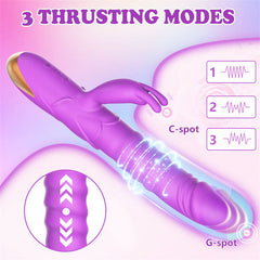 Rose Thrusting Rabbit Vibrator Hot Pink