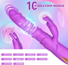 Rose Thrusting Rabbit Vibrator Hot Pink