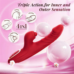 10 Vibration & 7 Thrusting Mode Rabbit Vibrator Red