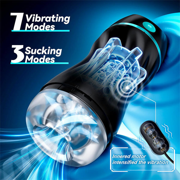 Upgraded 7 Vibration & Suction Stroker Black