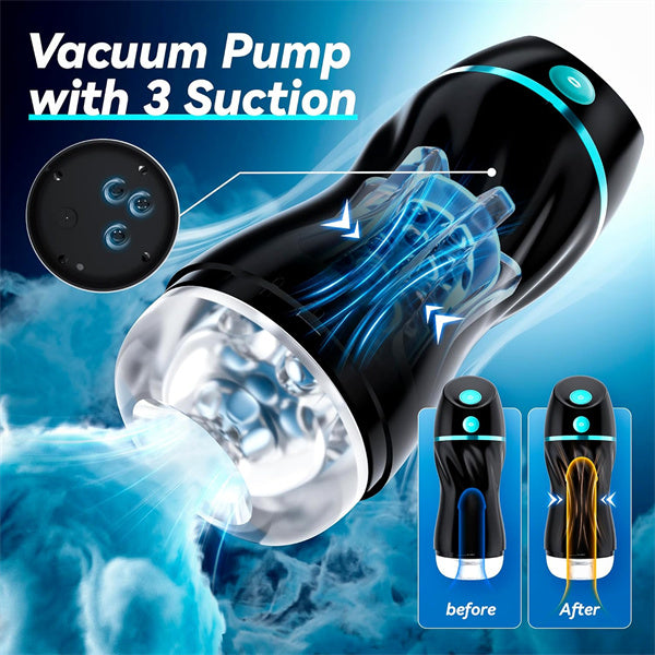 Upgraded 7 Vibration & Suction Stroker Black