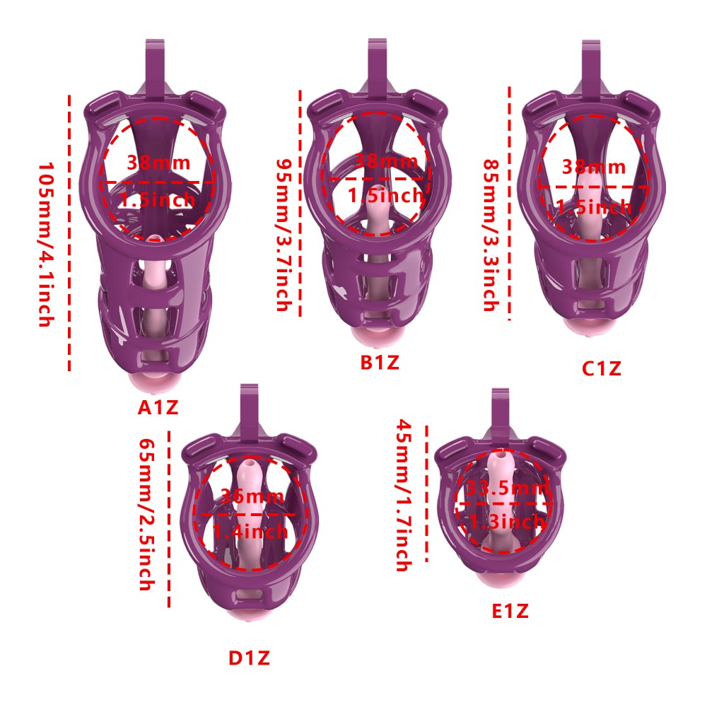 3D-Printed Resin Chastity Cage with Strap – A1–E1, 5 Colors