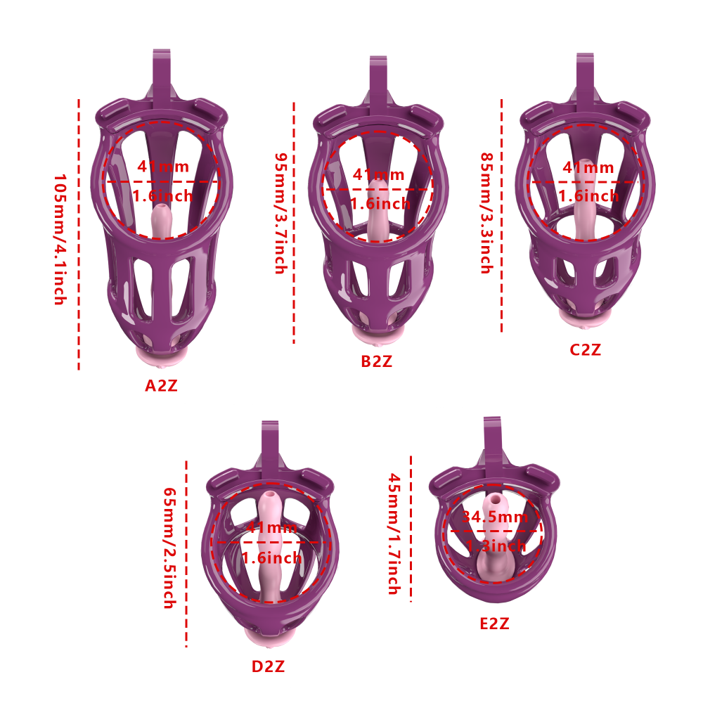 3D-Printed Resin Chastity Cage with Strap – A2–E2, 5 Colors