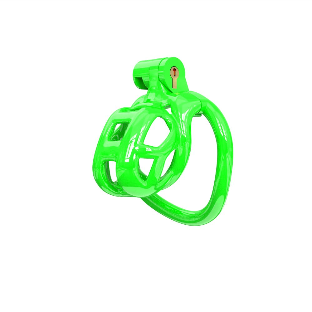 Angled view of green 3D-printed resin cage