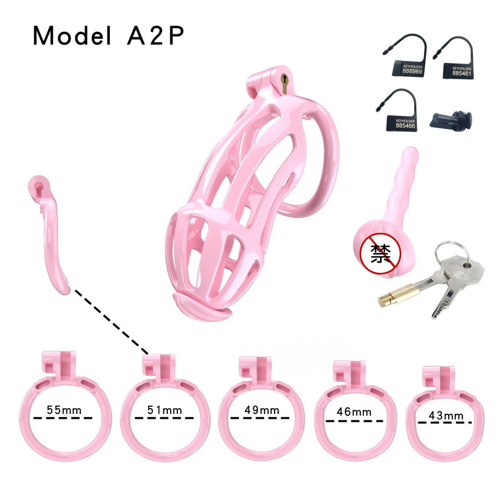 Pink A2P cage with five base rings, locks and keys