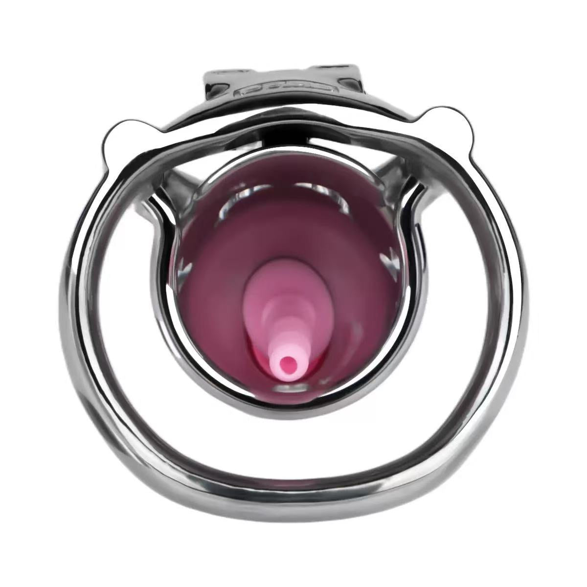 Stainless Steel Chastity Cage with Catheter & Anti-Slip Ring