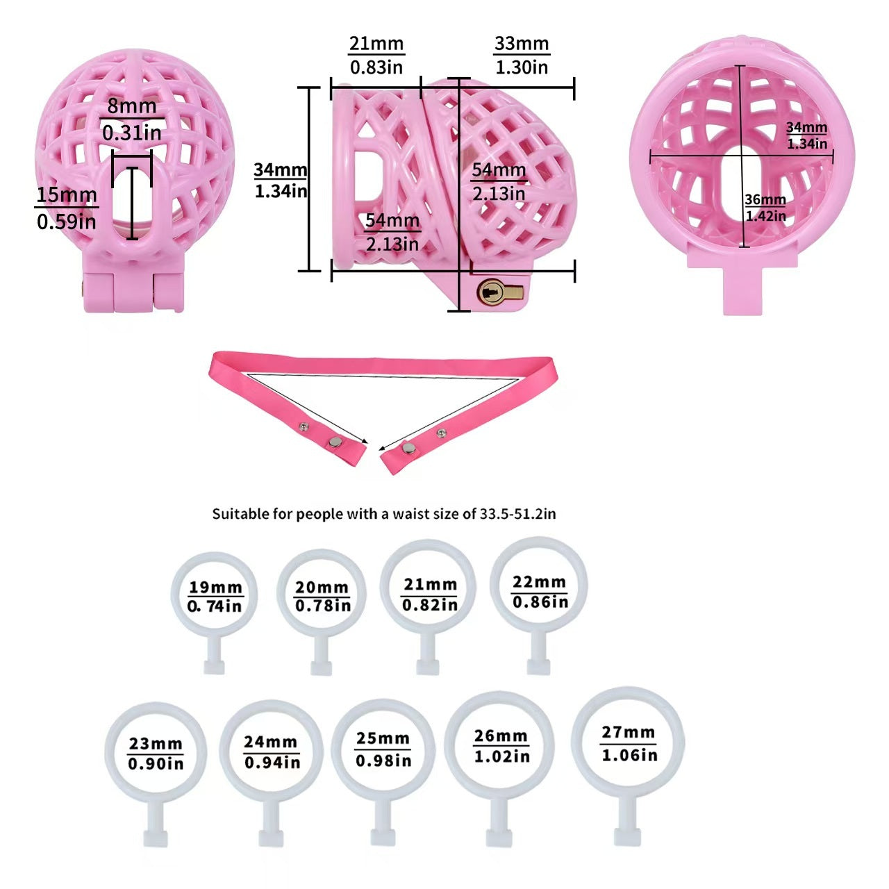 Ringless Birdcage ABS Chastity Device with Optional Belt