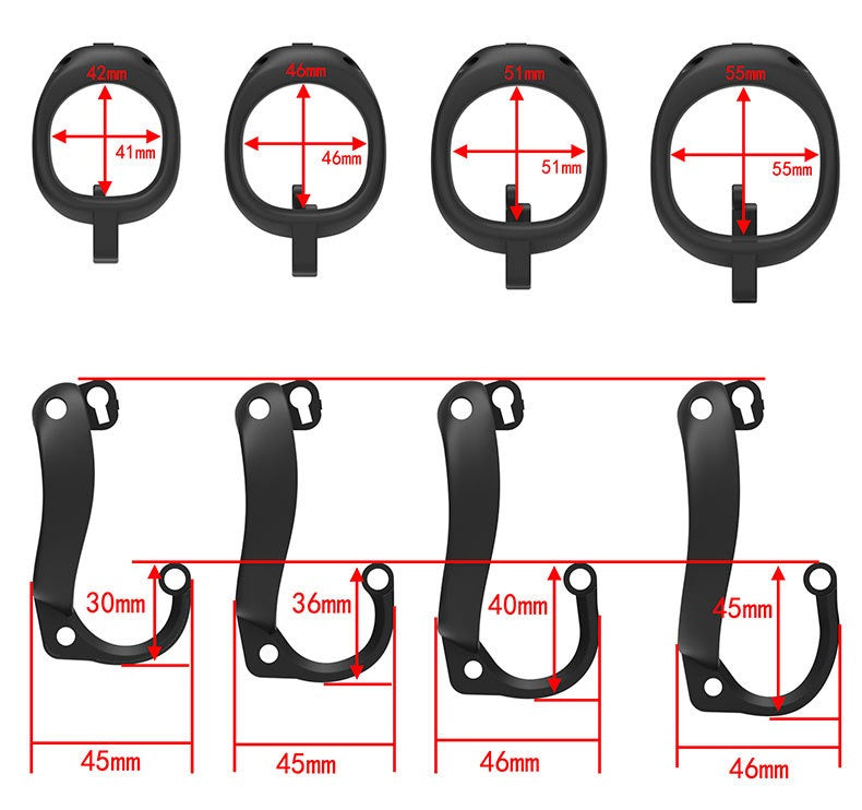 ABS cage base-ring chart in 42, 46, 51 and 55 mm sizes