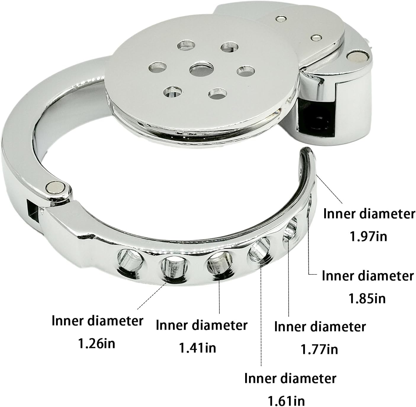 Stainless steel chastity cage ring positions from 32 to 50 mm
