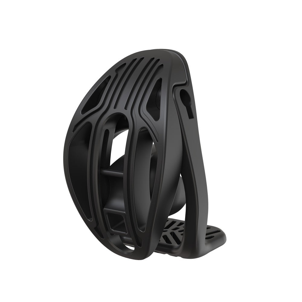 Black 3D-printed resin ringless cage with a ventilated cover and adjustable sliding urine tray	