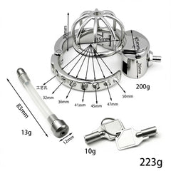 Adjustable urethral cage configuration A with listed 223 g total weight
