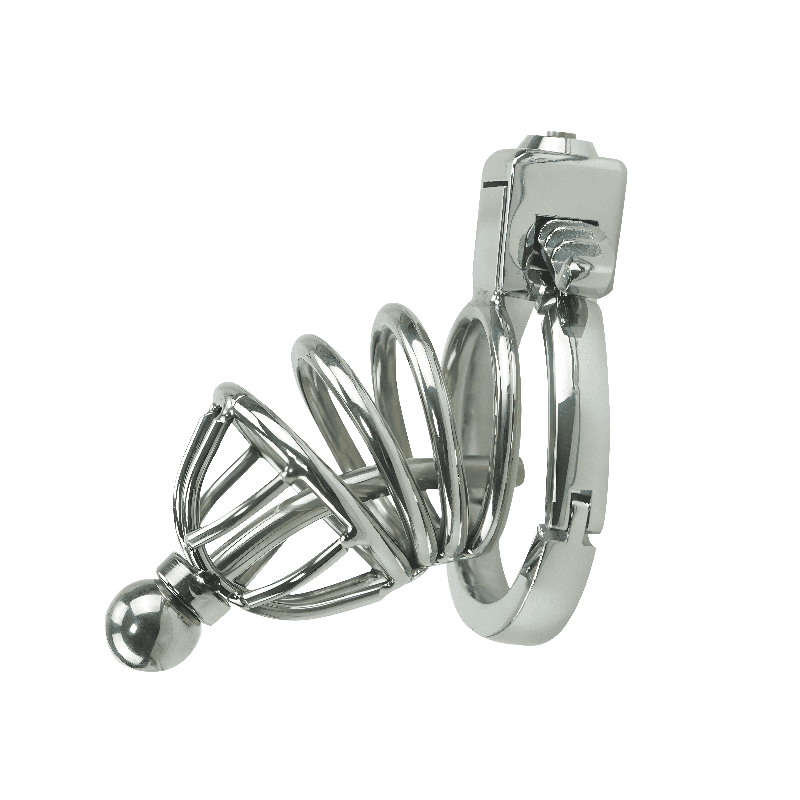 Adjustable urethral metal chastity cage ZC-094 with integrated lock and keys