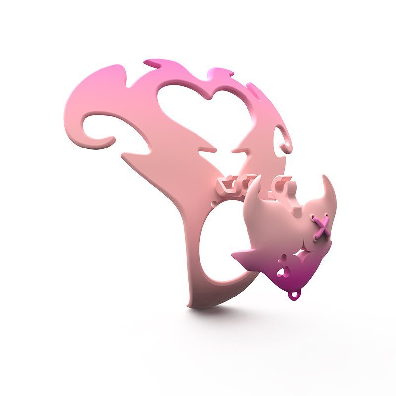 Pink Angel 3D sissy resin chastity cage with heart-shaped backplate