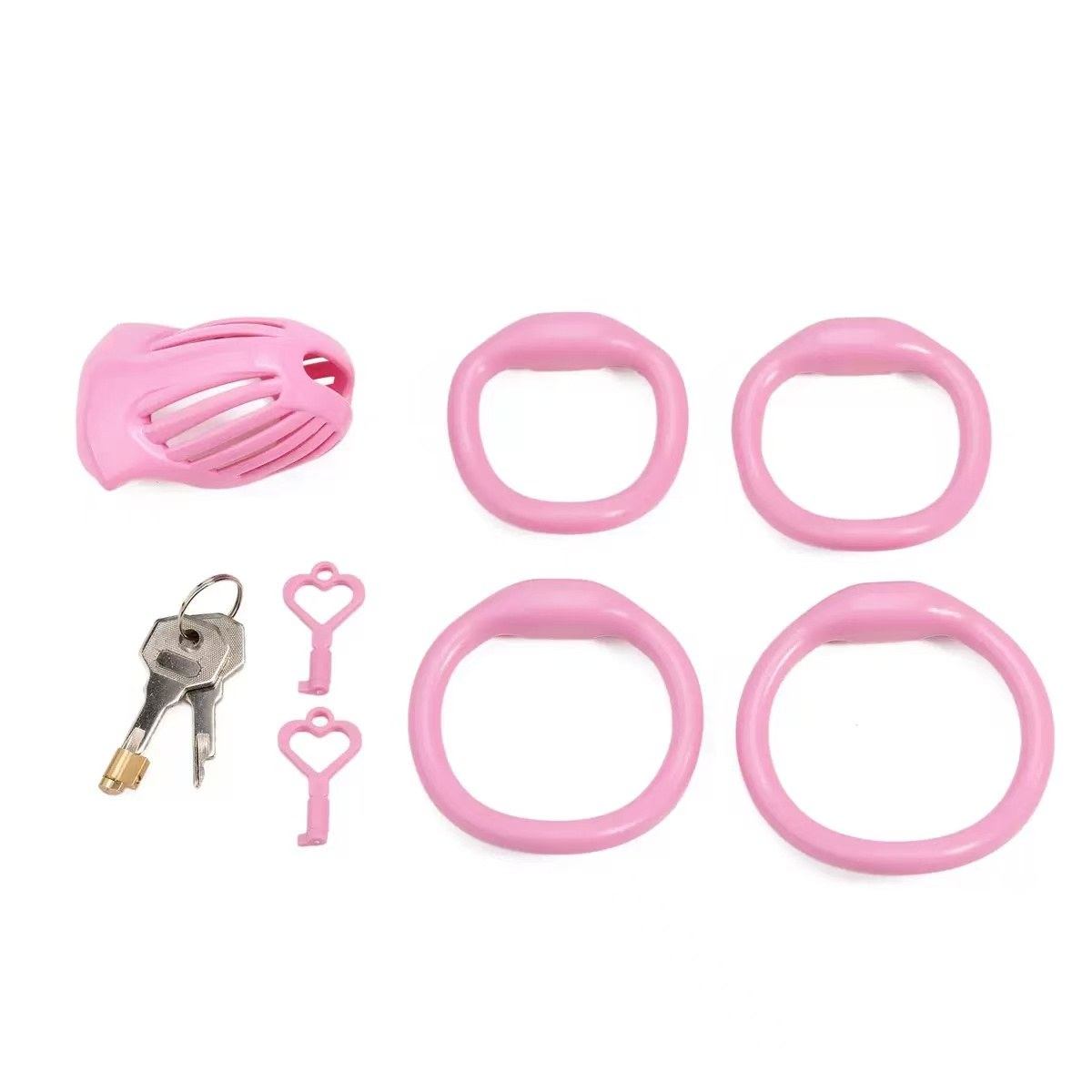 Pink Athena cage set with four rings, lock and keys